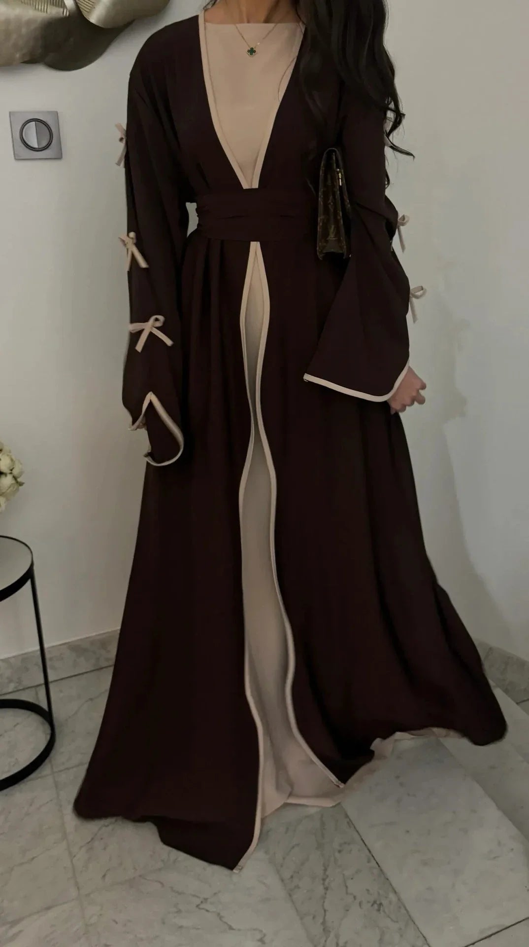 MH41 Yasmina Wave Abaya Cardigan | Premium Nidha Silk Open Robe for Modest Fashion
