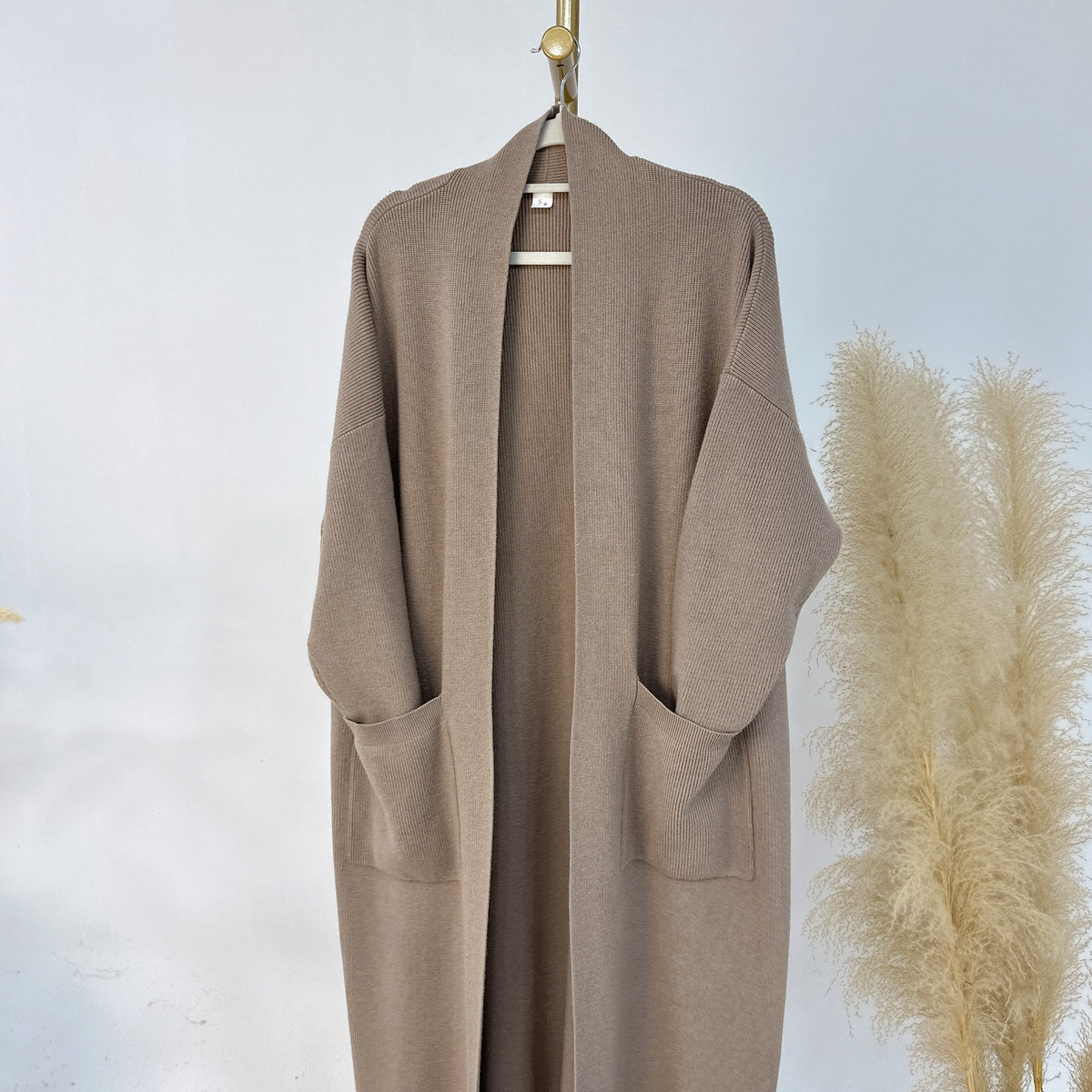 MH82 Winter Knit Abaya Set – 2-Piece Modest Co-ord (Open Cardigan + Inner Dress) with Pockets