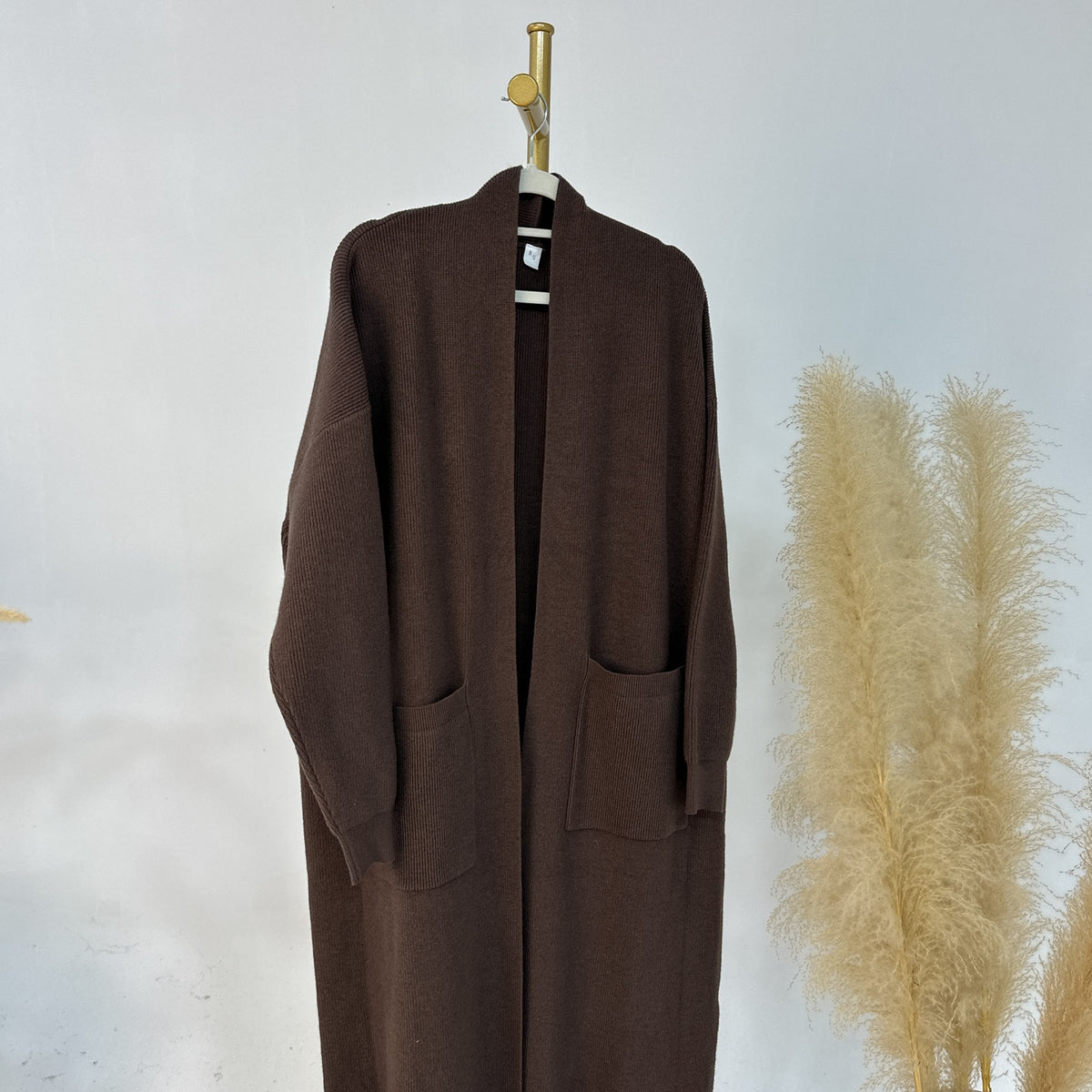 MH82 Winter Knit Abaya Set – 2-Piece Modest Co-ord (Open Cardigan + Inner Dress) with Pockets
