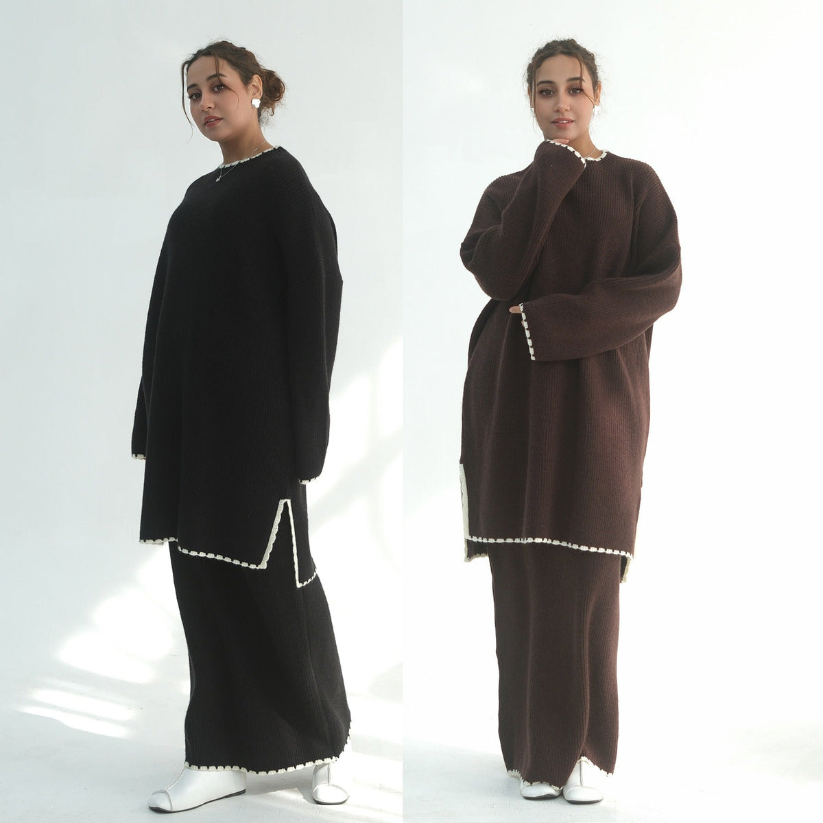 Thick Knit Winter 2-Piece Set | Warm Modest Fashion Skirt & Top | MH117