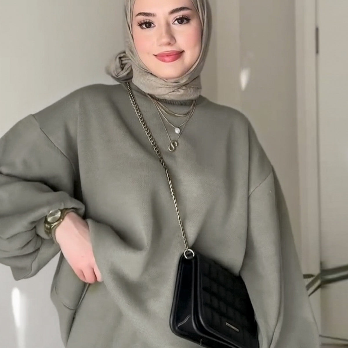 MH74 Muslim Women’s Winter Knit Two-Piece Modest Set (Top + Skirt)