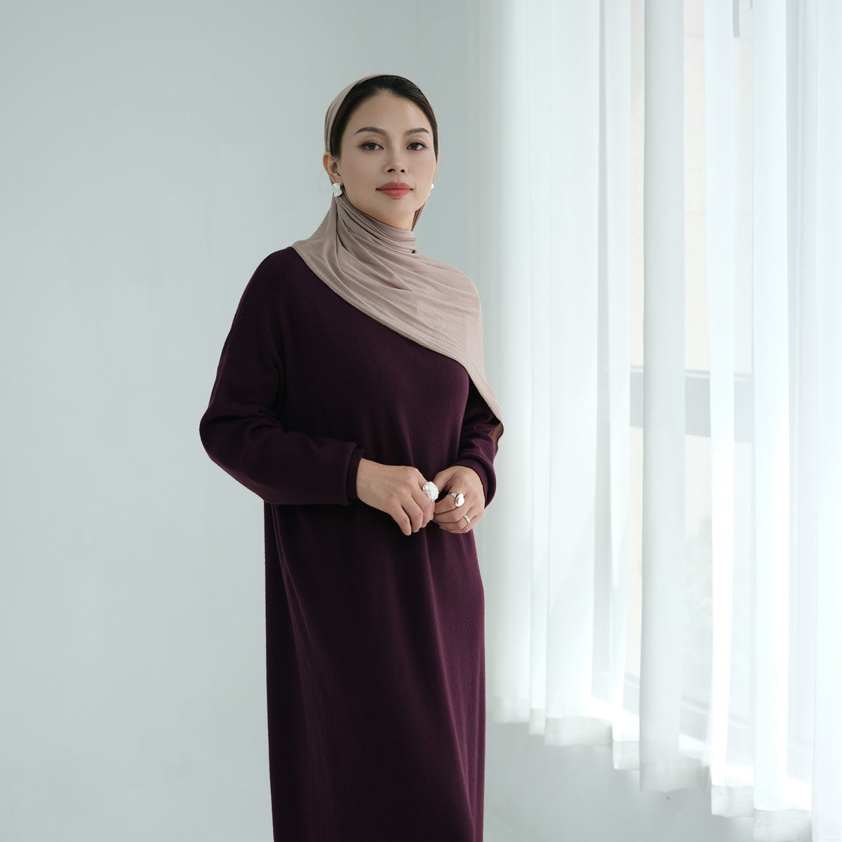 Autumn Winter Knit Maxi Dress for Muslim Women | Modest Long | view 12 | Maha The Label modest wear