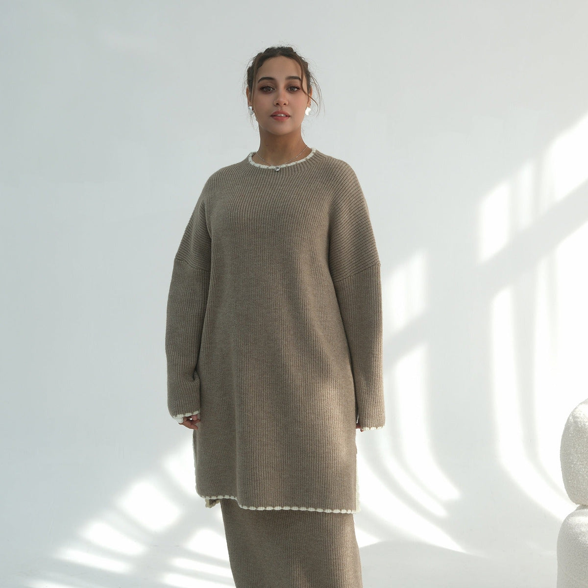 Thick Knit Winter 2-Piece Set | Warm Modest Fashion Skirt & Top | MH117