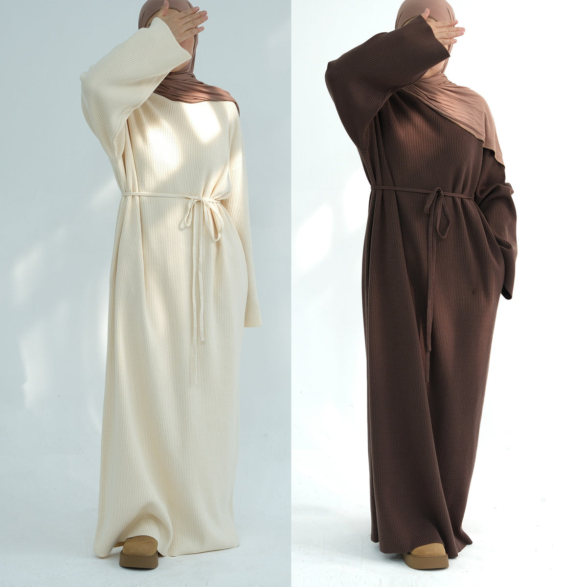 MH96 Winter Abaya for Women – Thick Knit, Loose Fit, Long Sleeve Modest Islamic Dress