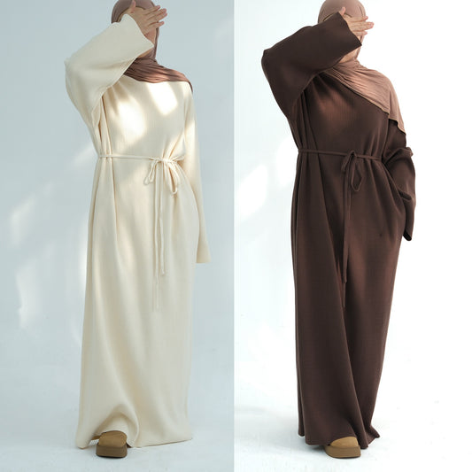MH96 Winter Abaya for Women – Thick Knit, Loose Fit, Long Sleeve Modest Islamic Dress