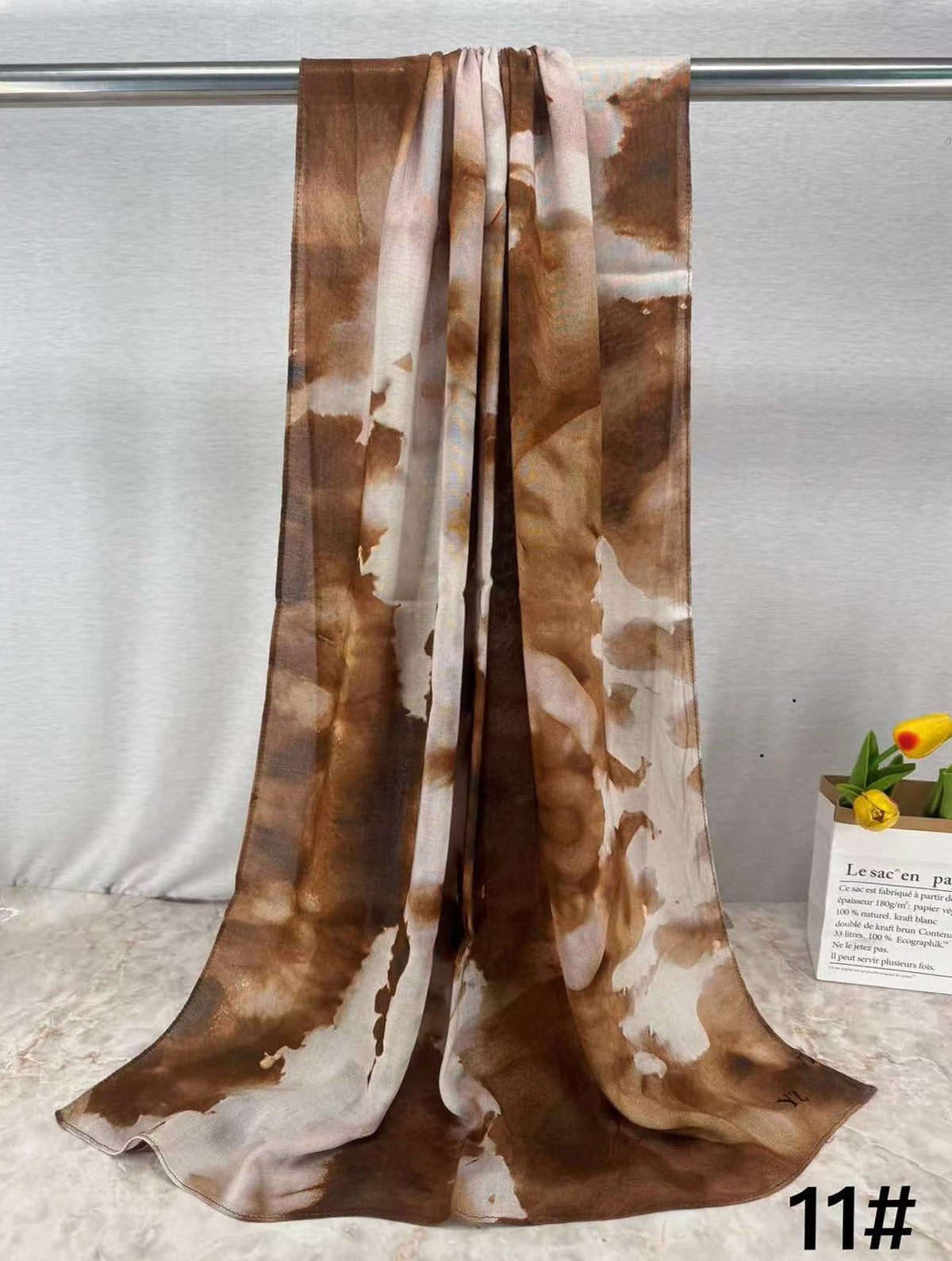 Lightweight Modal Hijab - Watercolor Print Scarf for Women | back view | Maha The Label hijab