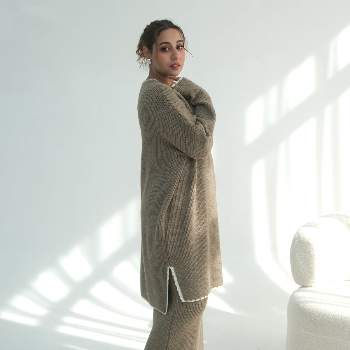Thick Knit Winter 2-Piece Set | Warm Modest Fashion Skirt & Top | MH117
