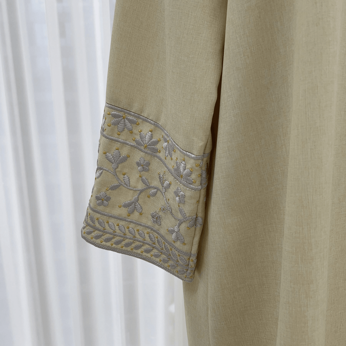 MH31 Ramadan Dubai Abaya Dress - Soft Embroidery Kefiyyeh Belted Robe | Modest Islamic Clothing for Women