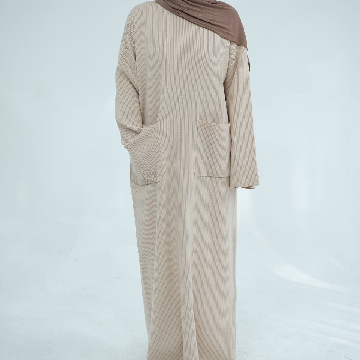 MH78 Winter Abaya with Pockets – Belted, Long Sleeve Modest Islamic Dress