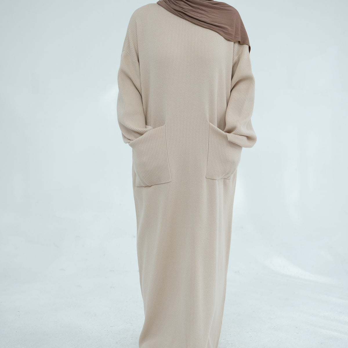 MH78 Winter Abaya with Pockets – Belted, Long Sleeve Modest Islamic Dress