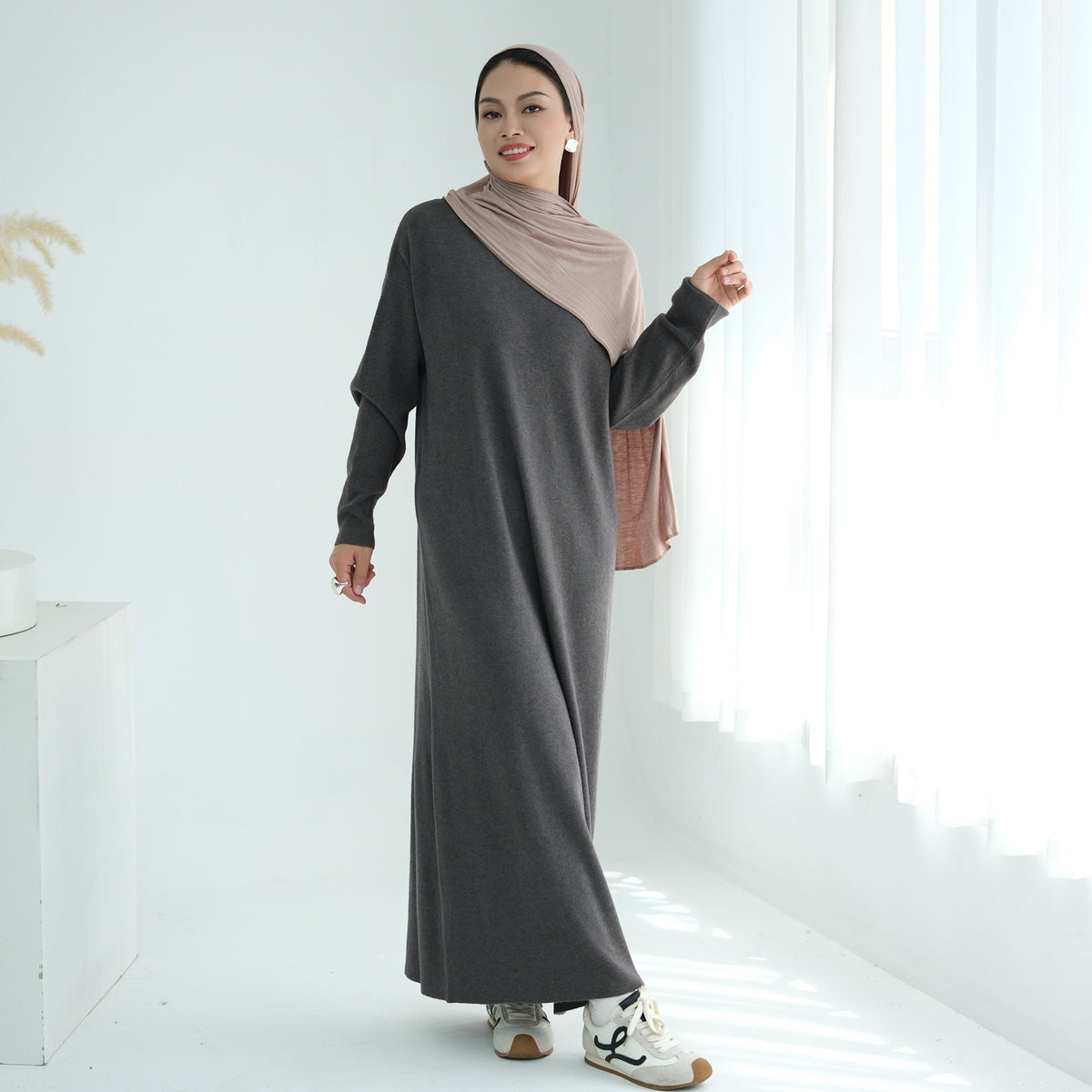 Autumn Winter Knit Maxi Dress for Muslim Women | Modest Long | view 36 | Maha The Label modest wear