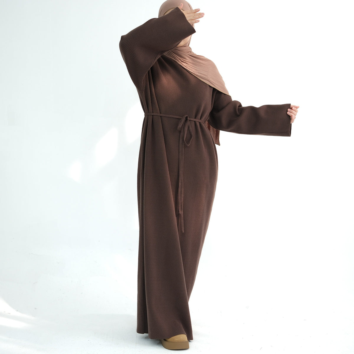 MH96 Winter Abaya for Women – Thick Knit, Loose Fit, Long Sleeve Modest Islamic Dress