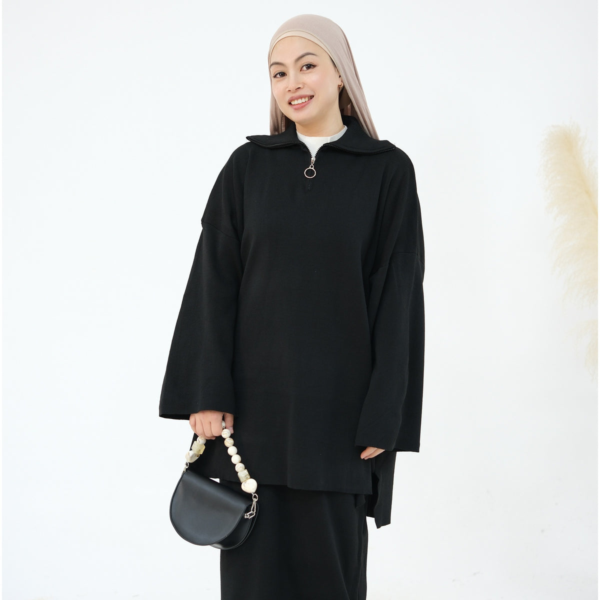 MH99 Thick Knit Two-Piece Set – Loose Sweater & Maxi Skirt for Winter