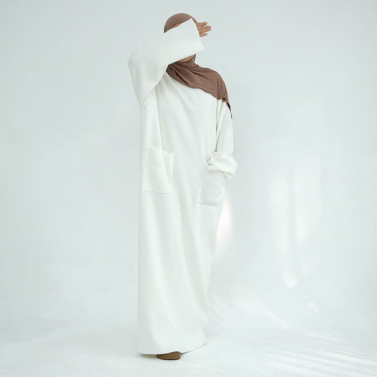 MH78 Winter Abaya with Pockets – Belted, Long Sleeve Modest Islamic Dress