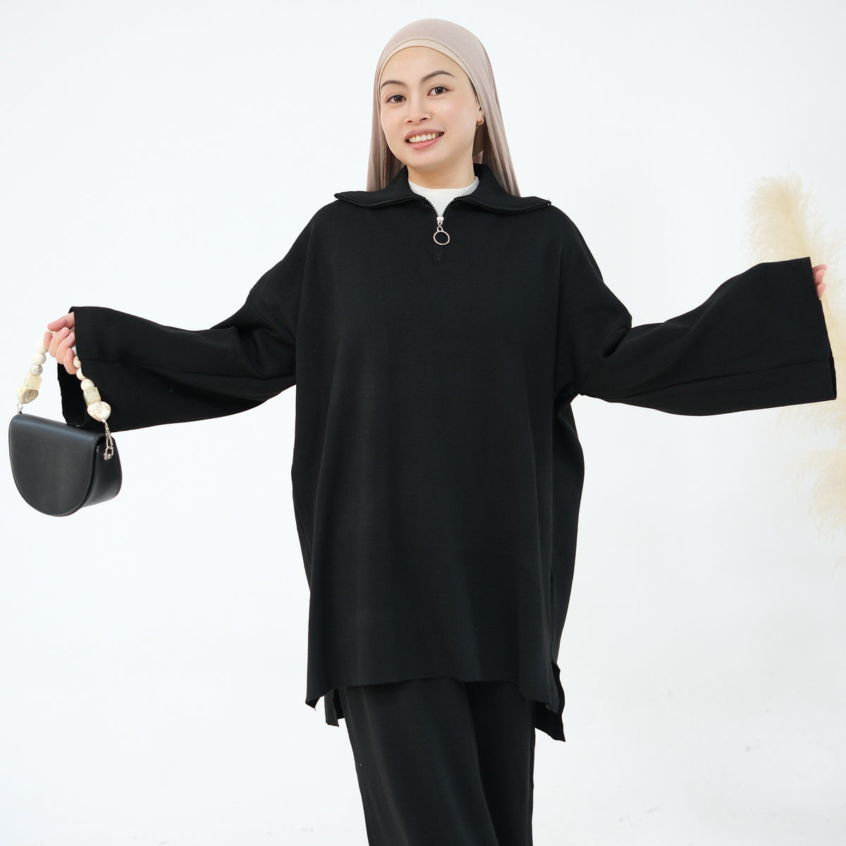 MH99 Thick Knit Two-Piece Set – Loose Sweater & Maxi Skirt for Winter