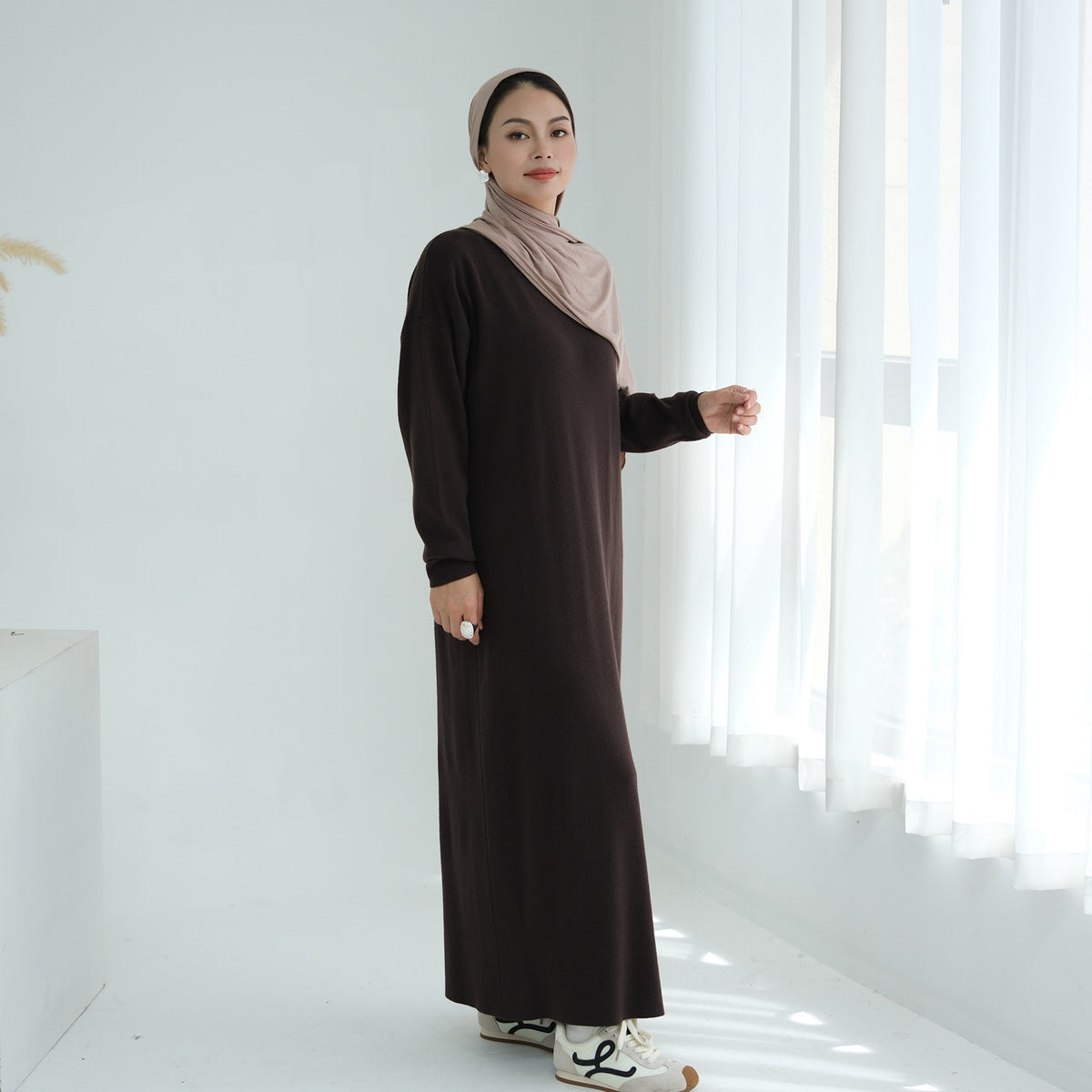 Autumn Winter Knit Maxi Dress for Muslim Women | Modest Long | view 15 | Maha The Label modest wear