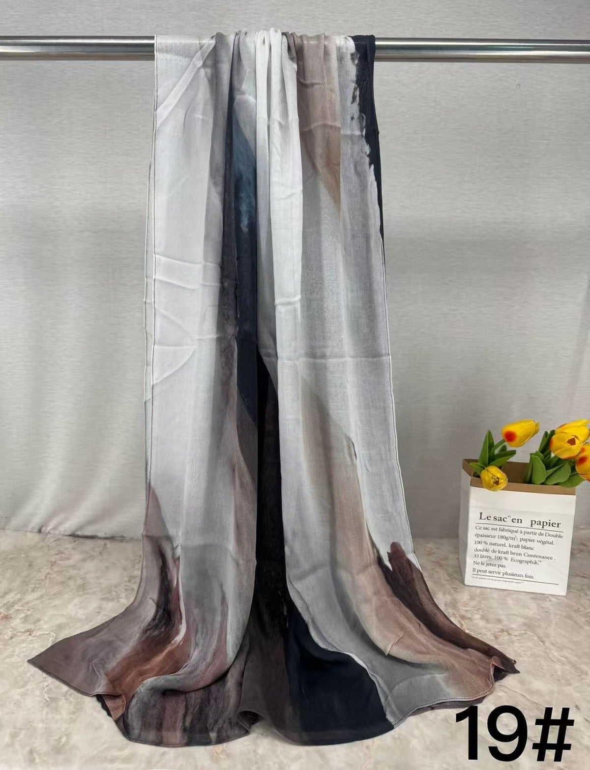 Premium Modal Hijab Scarf - Elegant Ink Print Shawl Wom — full length | Maha The Label hijab