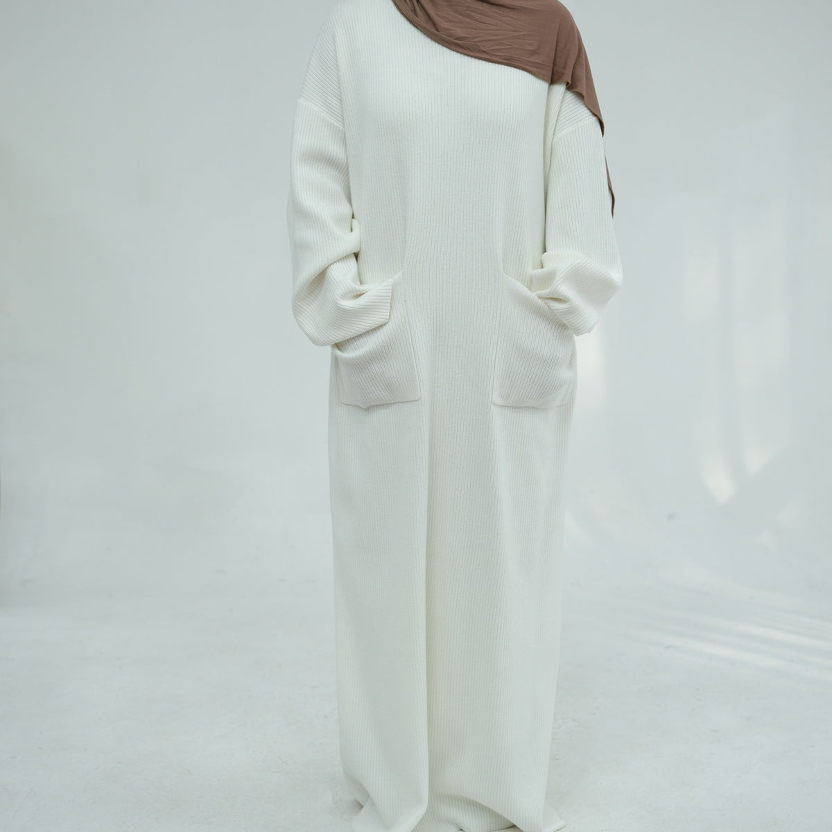MH78 Winter Abaya with Pockets – Belted, Long Sleeve Modest Islamic Dress