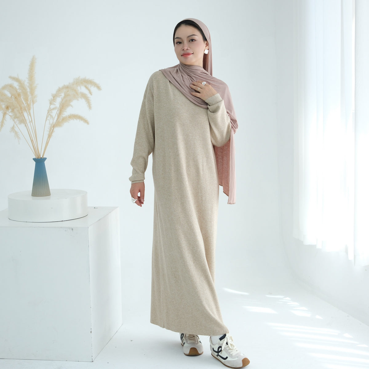 Autumn Winter Knit Maxi Dress for Muslim Women | Modest Long | view 39 | Maha The Label modest wear