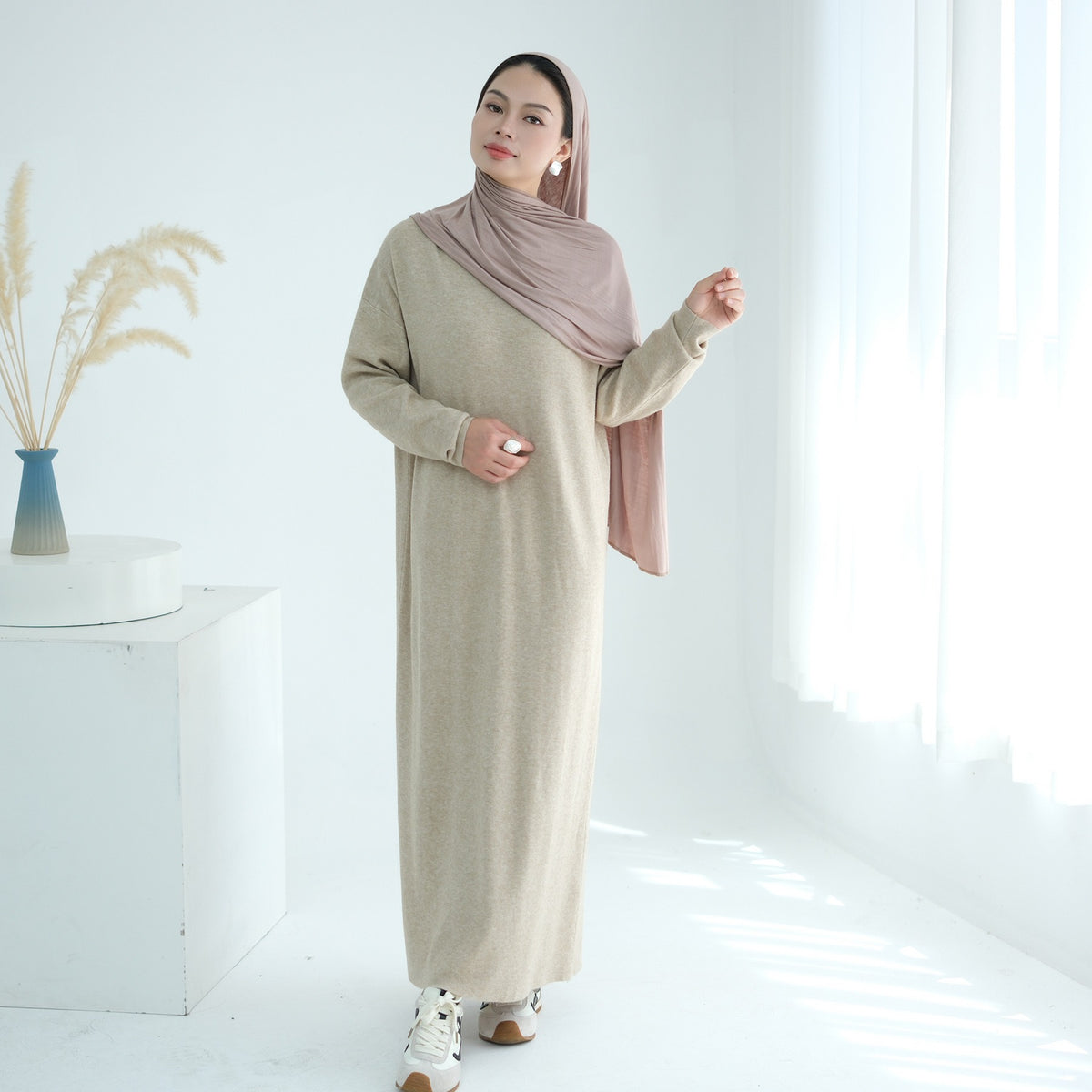 Autumn Winter Knit Maxi Dress for Muslim Women | Modest Long | view 41 | Maha The Label modest wear