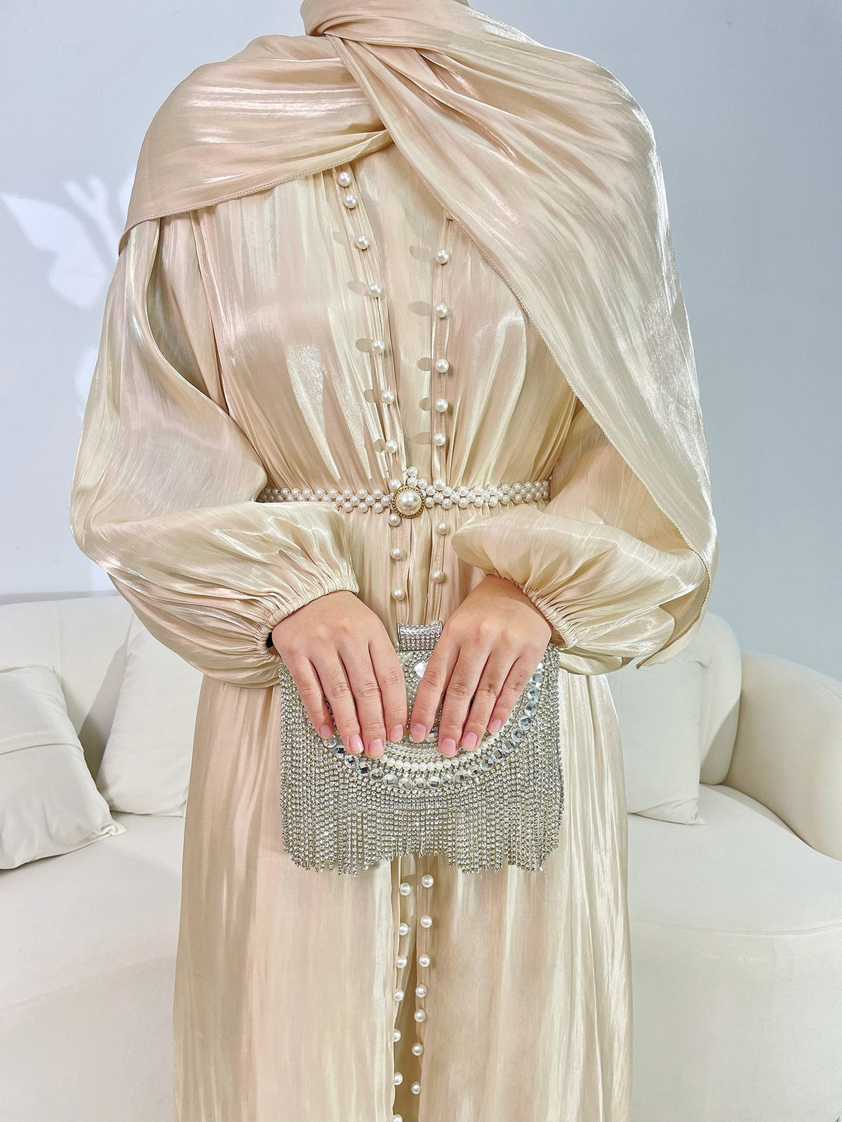 | Silk Chiffon Modest Set with Hijab, Inner & Outer Skirt + | view 13 | Maha The Label modest fashion outfit