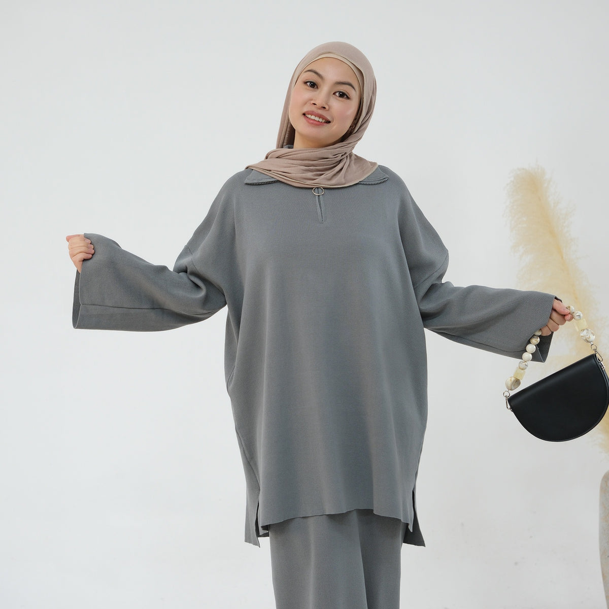 MH99 Thick Knit Two-Piece Set – Loose Sweater & Maxi Skirt for Winter