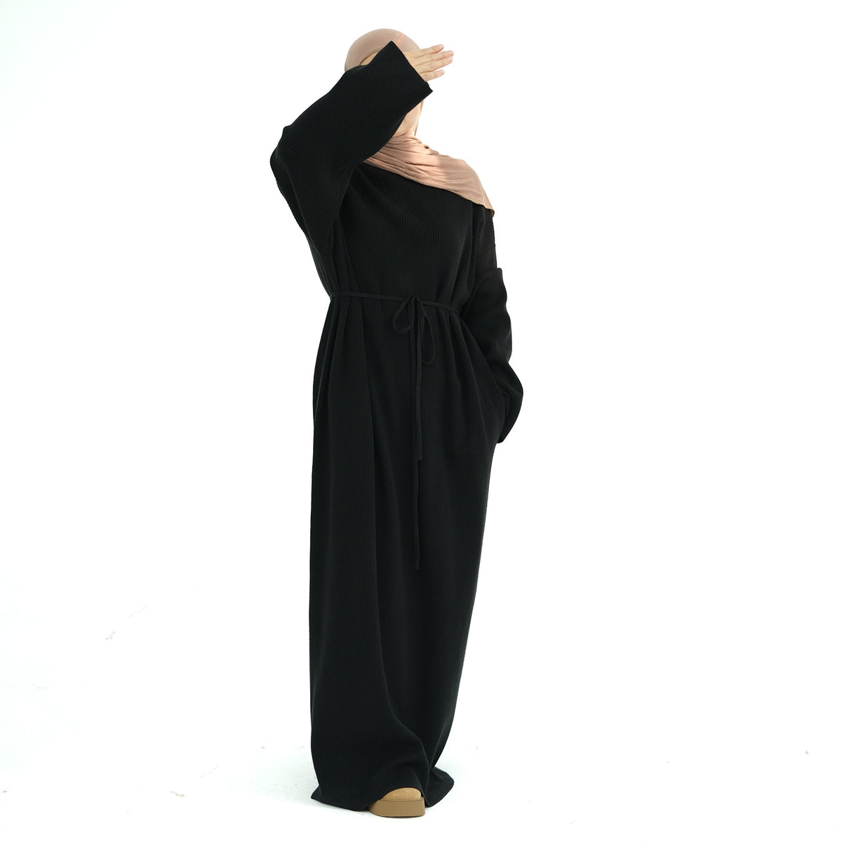 MH96 Winter Abaya for Women – Thick Knit, Loose Fit, Long Sleeve Modest Islamic Dress