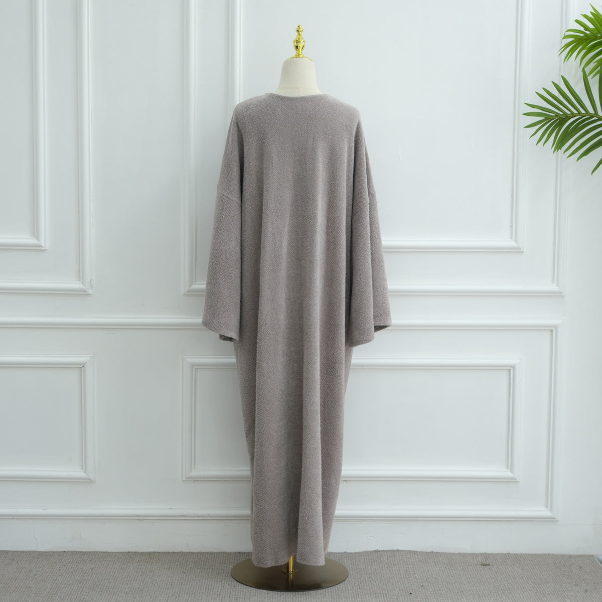 MH97 Velvet Open Abaya Cardigan with Belt – Long Sleeve Modest Outerwear