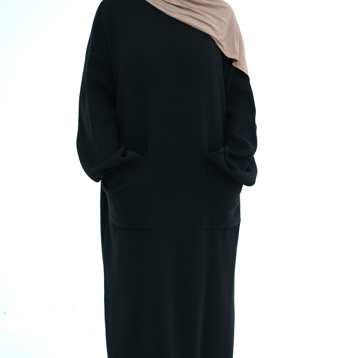 MH78 Winter Abaya with Pockets – Belted, Long Sleeve Modest Islamic Dress