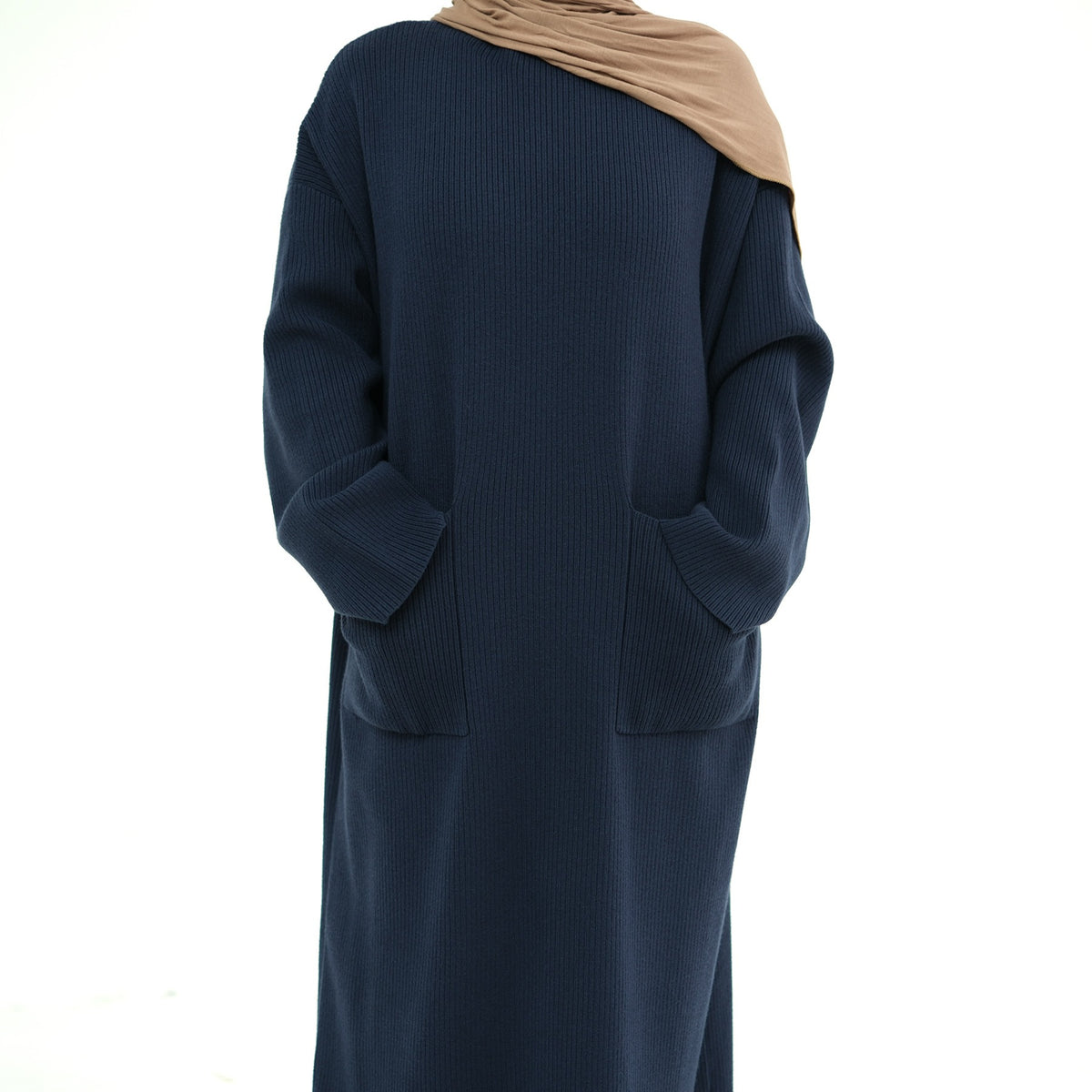 MH78 Winter Abaya with Pockets – Belted, Long Sleeve Modest Islamic Dress