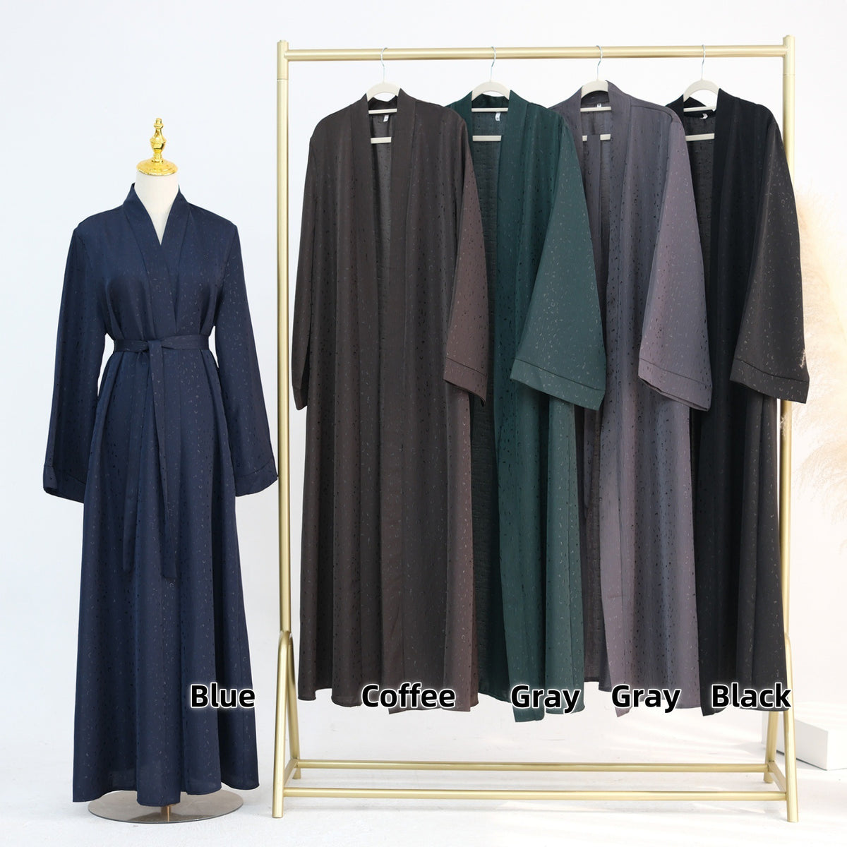 3D Jacquard Abaya – Elegant Belted Dress or Open Abaya | fabric texture detail | Maha The Label modest wear