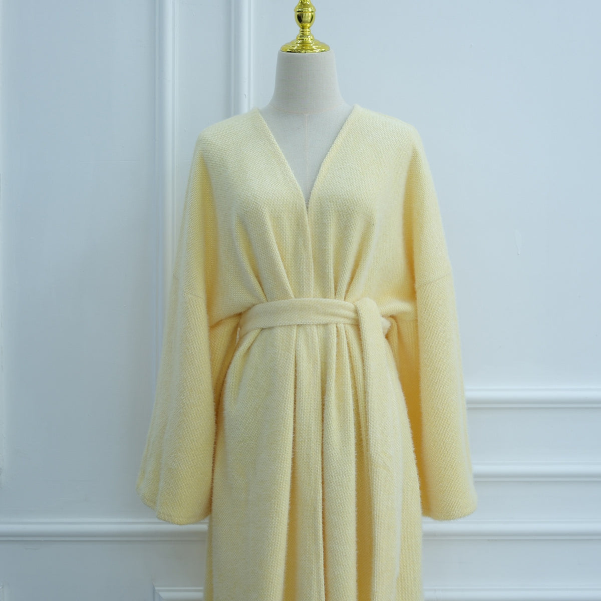 MH97 Velvet Open Abaya Cardigan with Belt – Long Sleeve Modest Outerwear