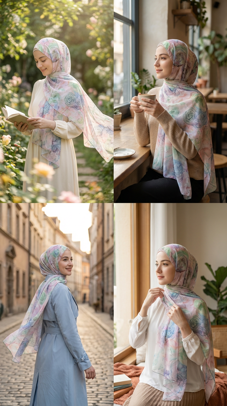 Diamond Pink Rose Mulberry Silk Scarf - Luxury Print Shawl | | fabric texture detail | Maha The Label hijab scarf