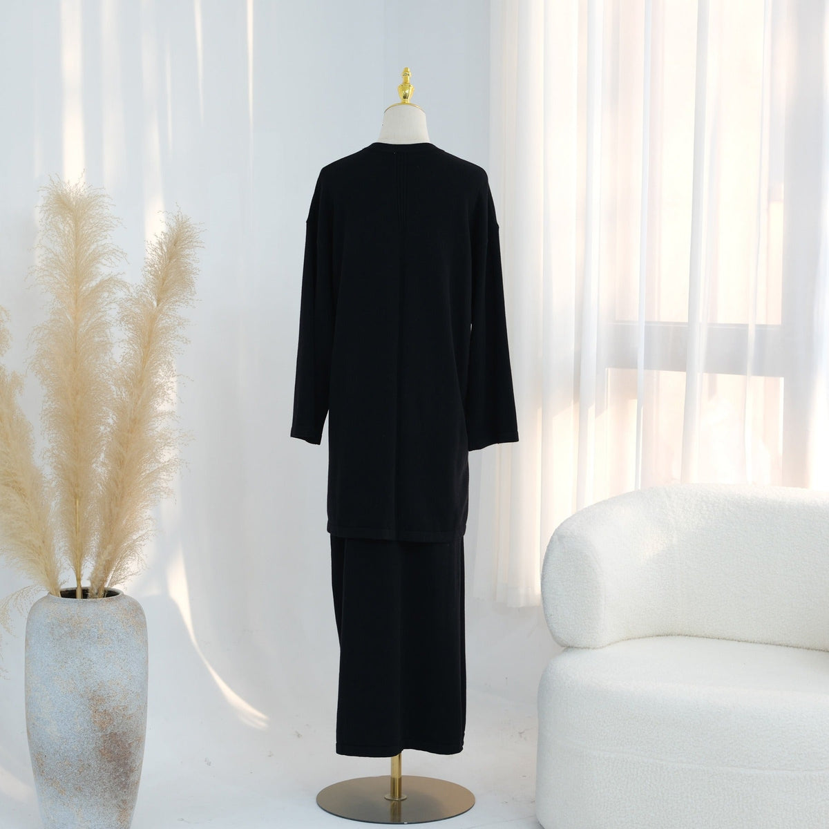 Knitted 3-Piece Set Skirt Top Cardigan | Modest Fashion Outf | fabric texture detail | Maha The Label modest fashion outfit
