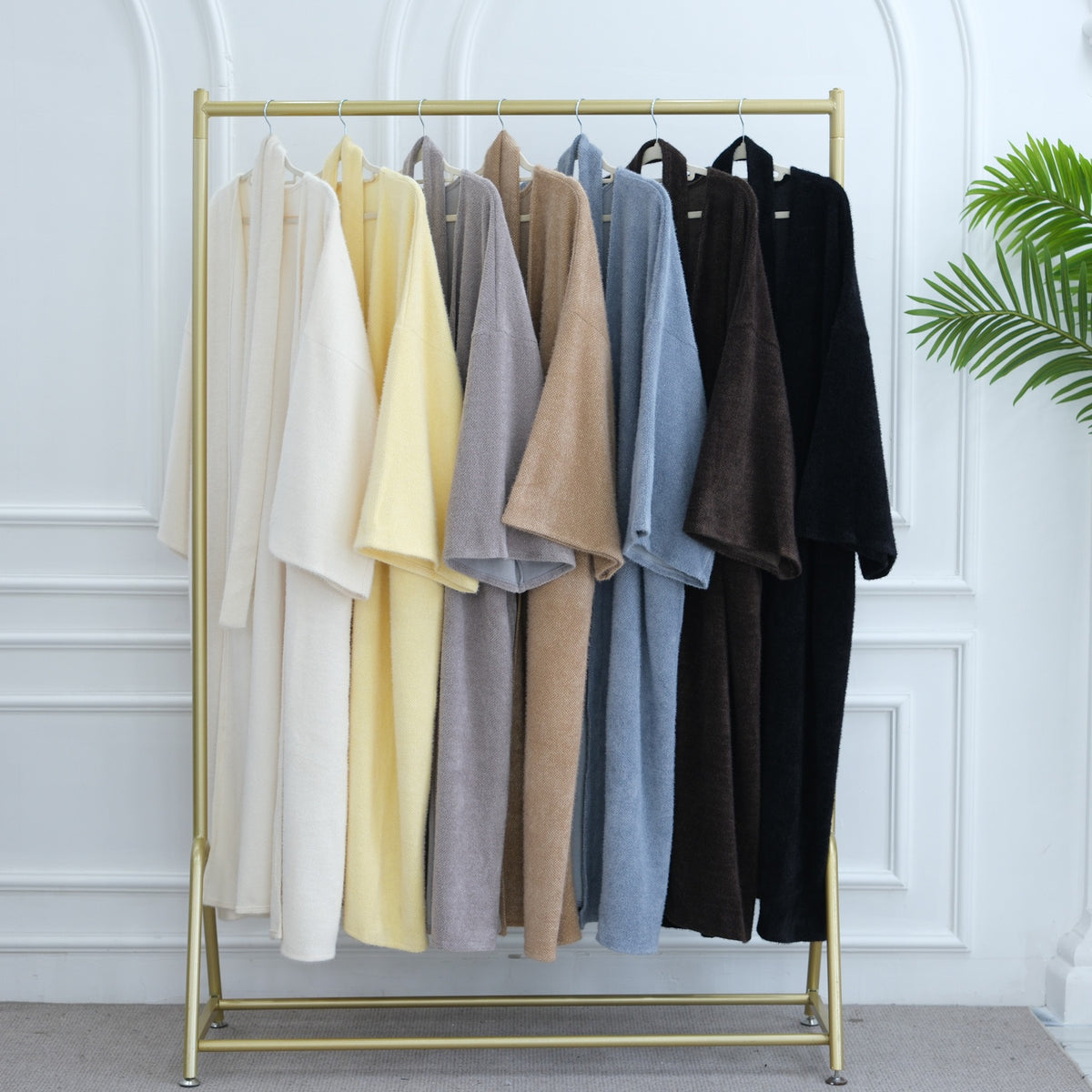 MH97 Velvet Open Abaya Cardigan with Belt – Long Sleeve Modest Outerwear