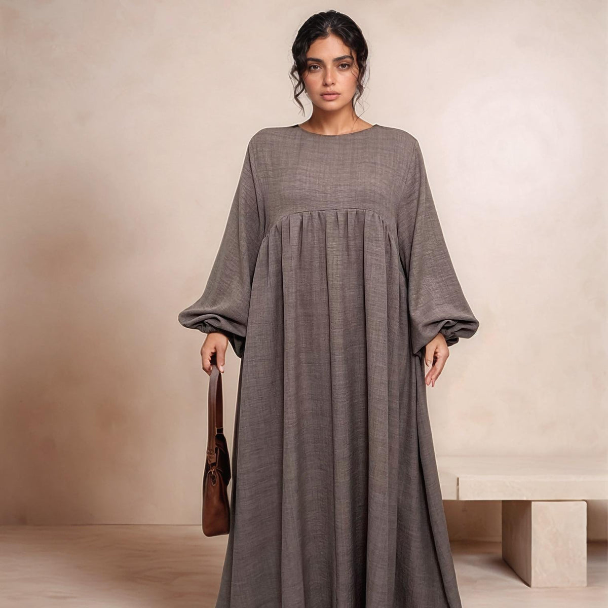 Nursing Zip Pocket Abaya – Single-Zip, Reversible Front/Back | fabric texture detail | Maha The Label modest fashion outfit