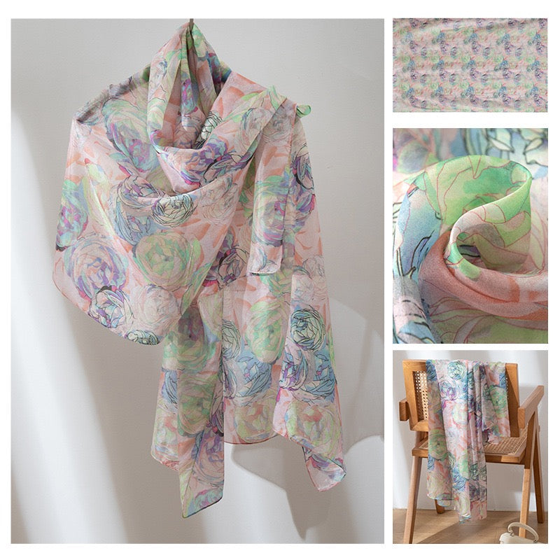 Diamond Pink Rose Mulberry Silk Scarf - Luxury Print Shawl | | packaging | Maha The Label hijab scarf