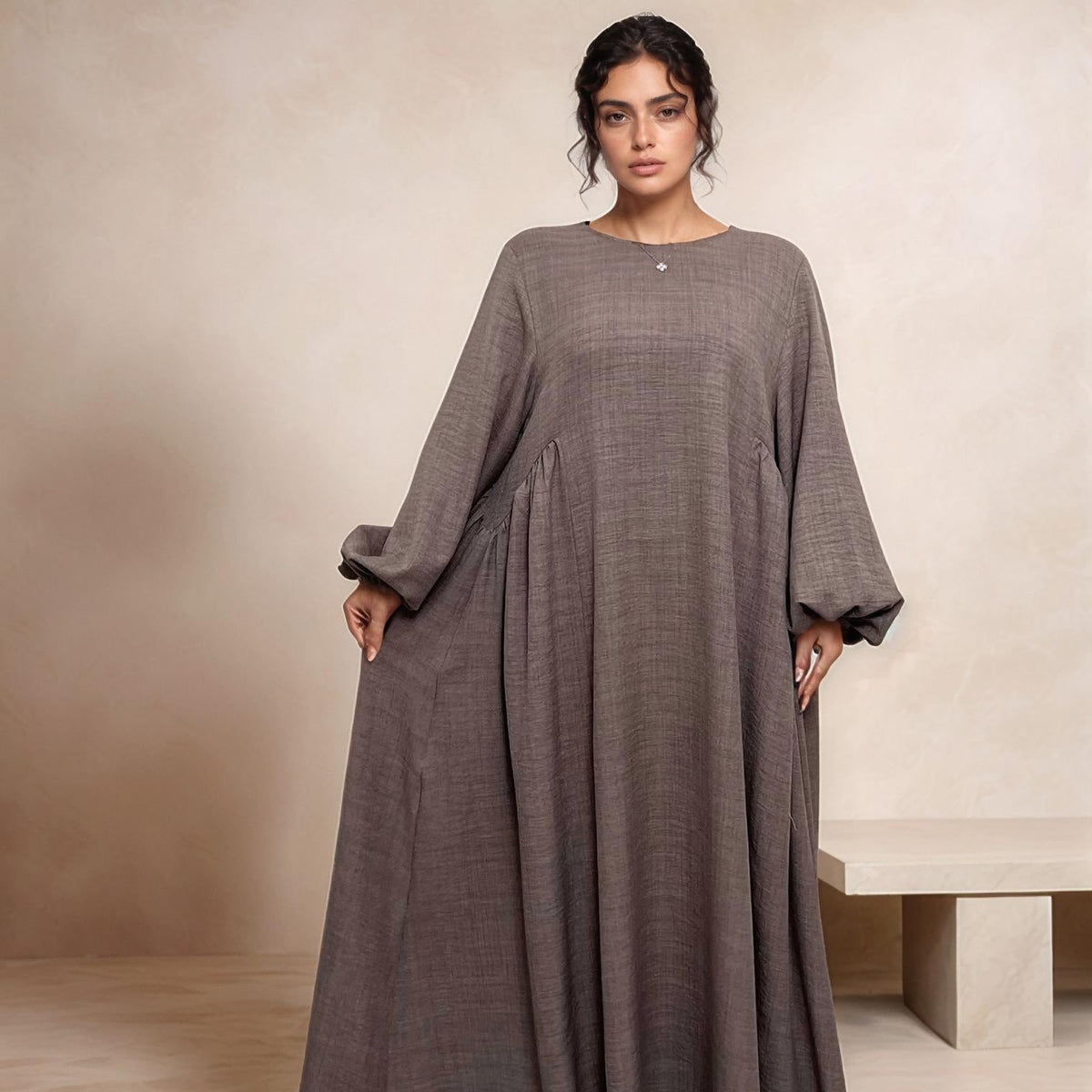 Nursing Zip Pocket Abaya – Single-Zip, Reversible Front/Back | detail close-up | Maha The Label modest fashion outfit