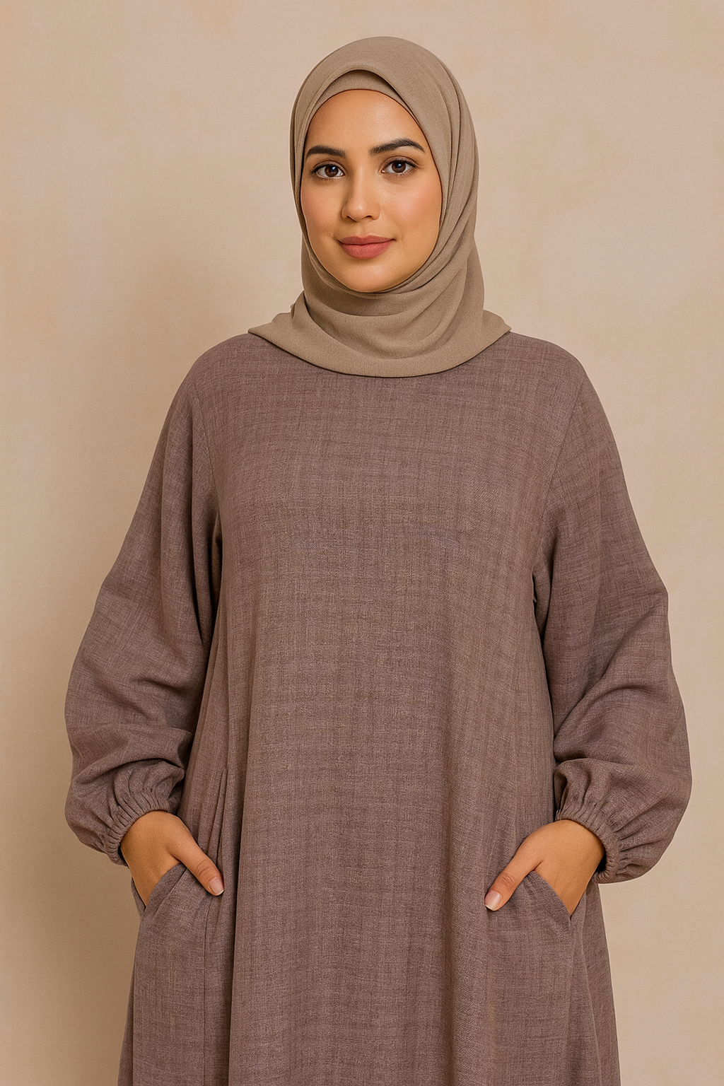 Nursing Zip Pocket Abaya – Single-Zip, Reversible Front/Back | back view | Maha The Label modest fashion outfit