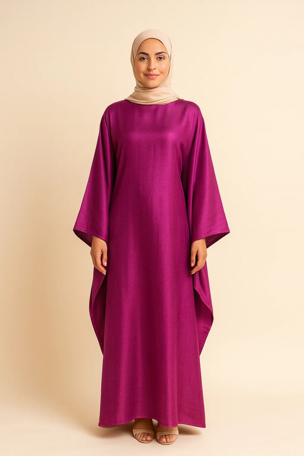 MH44 Plus Size Kaftan Abaya – Shiny Eid & Iftar Batwing Dress with Belt