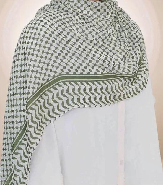 Chiffon Keffiyeh Hijab Scarf | Kufiya Print Wrap - MahaTheLabel - Mahathelabel