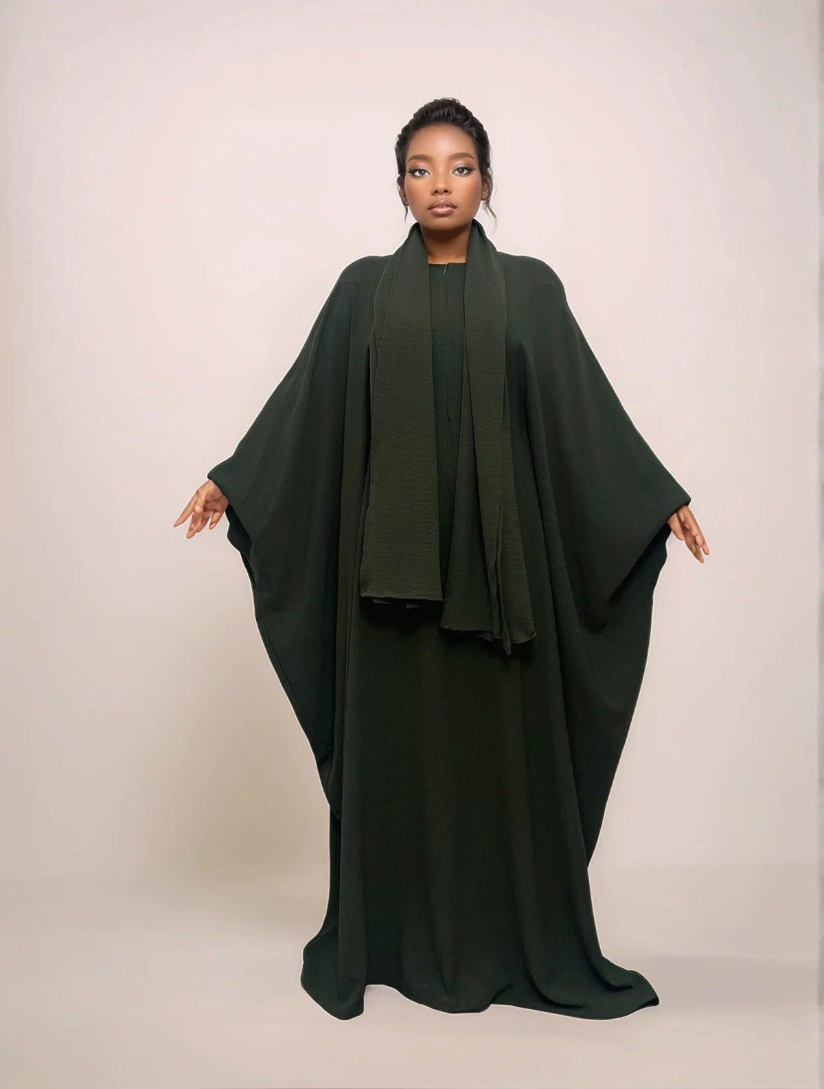Crepe Hooded One-Piece Abaya with Attached Hijab | Modest Islamic Prayer Wear - Mahathelabel