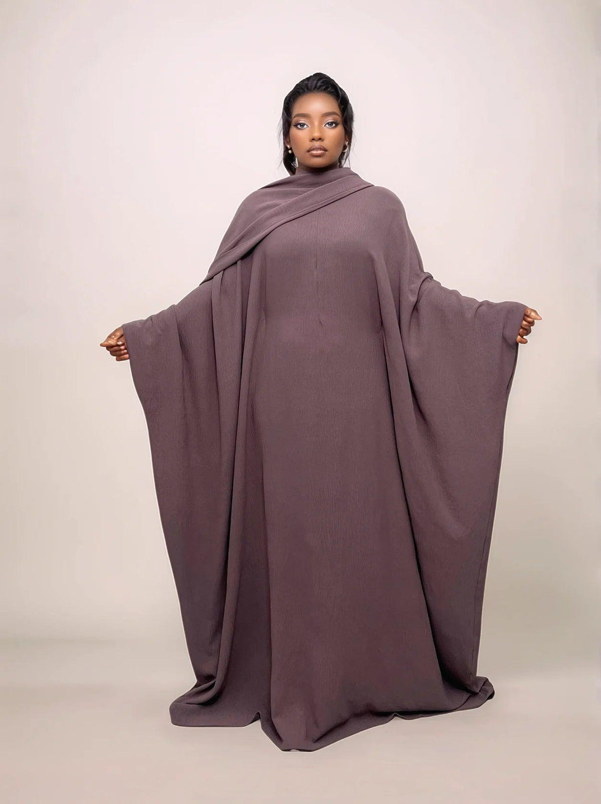 Crepe Hooded One-Piece Abaya with Attached Hijab | Modest Islamic Prayer Wear - Mahathelabel