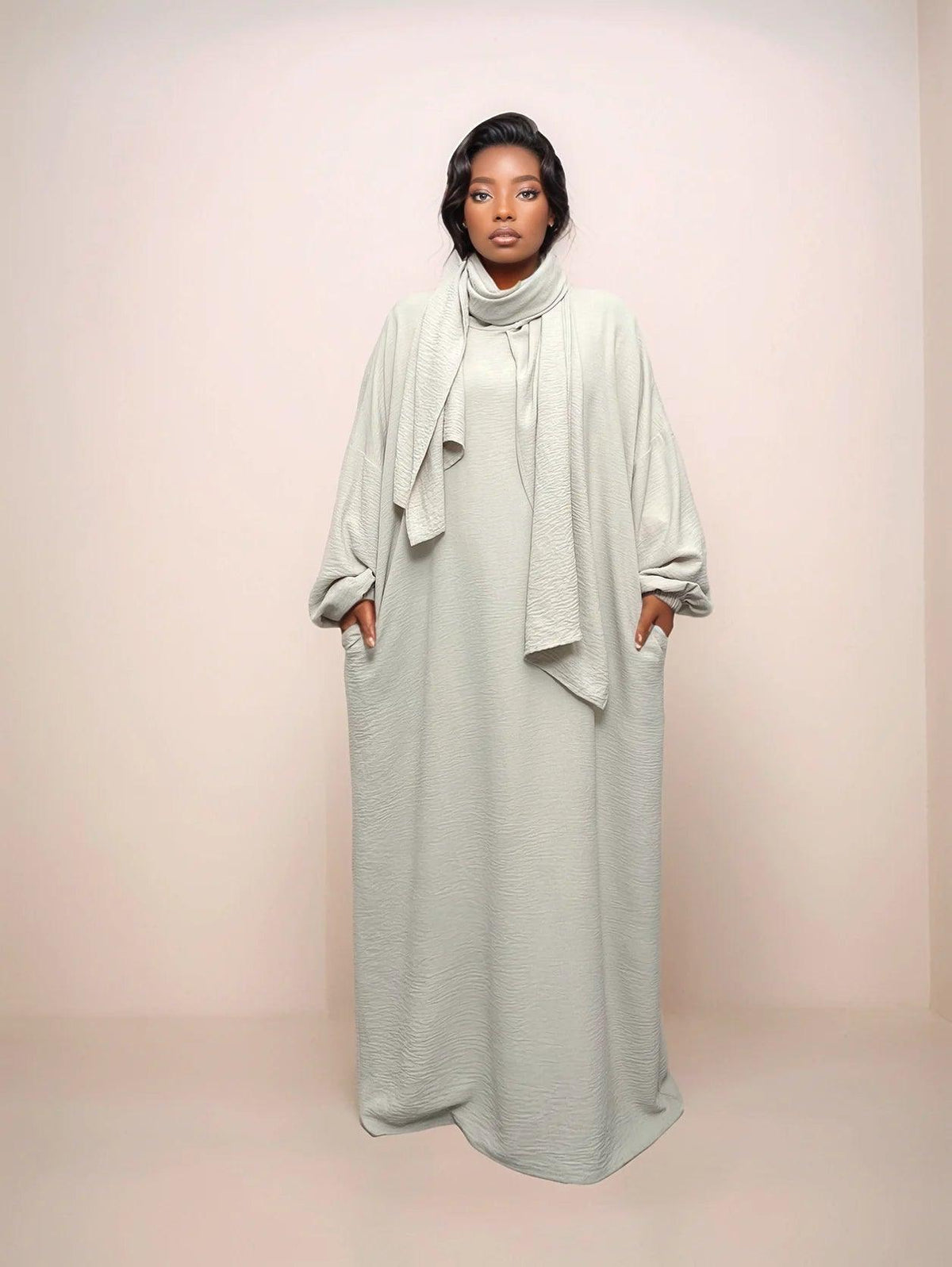 Crepe Hooded One-Piece Abaya with Attached Hijab | Modest Islamic Prayer Wear - Mahathelabel