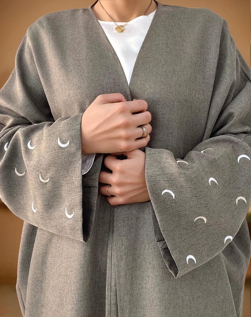 Elegant Moon Kimono Style Abaya with Hijab Set | Modest Islamic Dress for Women | Stylish & Comfortable Muslim Wear - Mahathelabel