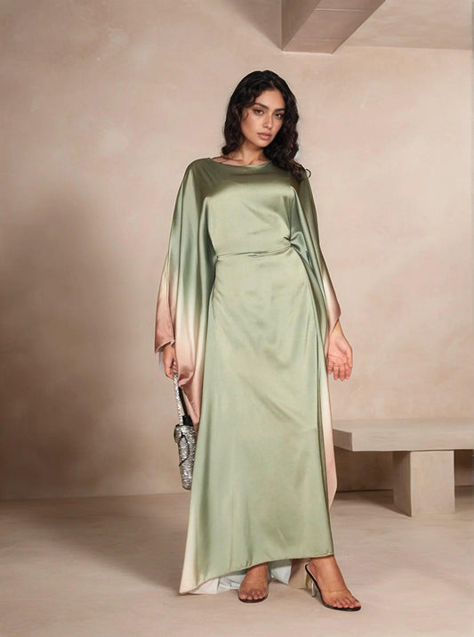 Farasha Butterfly Modest Abaya Army Green - Elegant Wear for Muslim Women - Mahathelabel