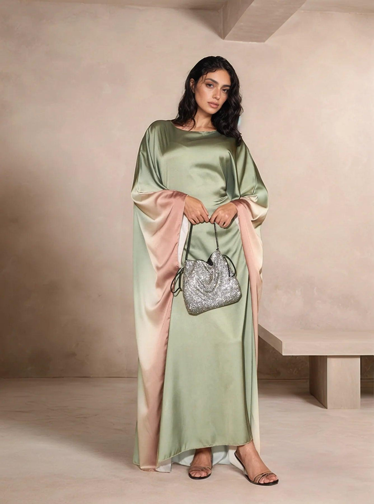 Farasha Butterfly Modest Abaya Army Green - Elegant Wear for Muslim Women - Mahathelabel