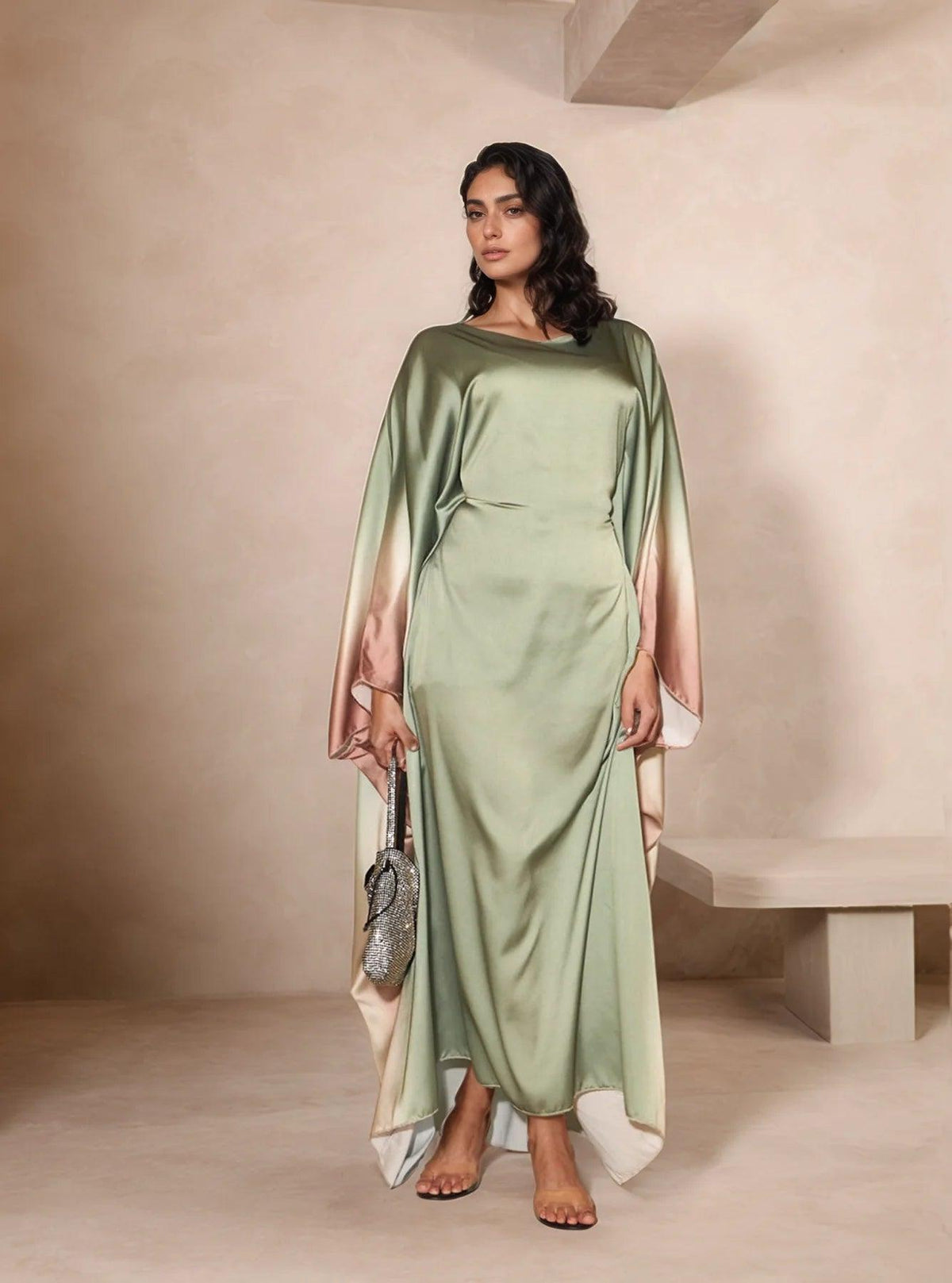 Farasha Butterfly Modest Abaya Army Green - Elegant Wear for Muslim Women - Mahathelabel