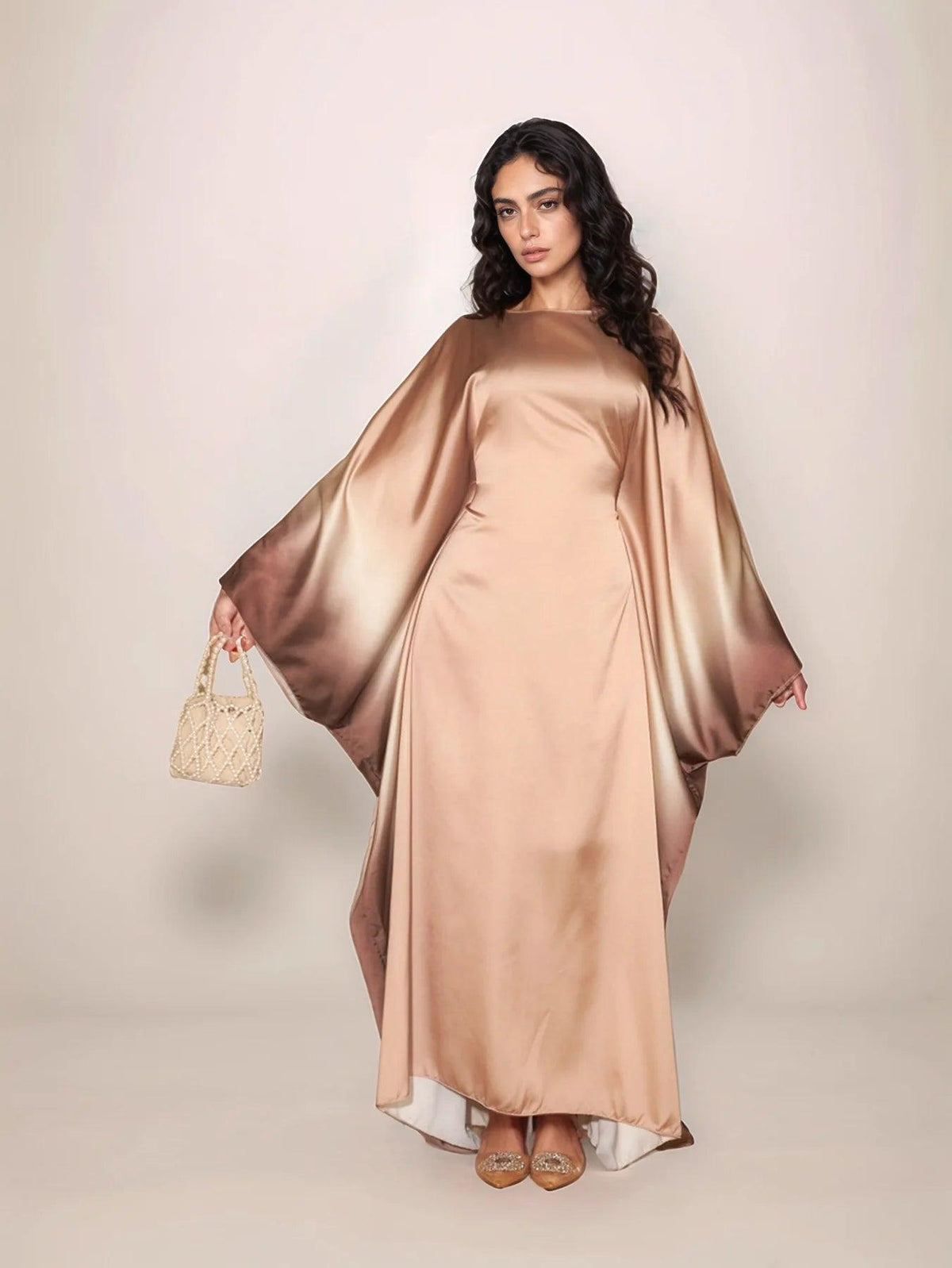 Farasha Butterfly Modest Abaya Coffee - Elegant Wear for Muslim Women - Mahathelabel