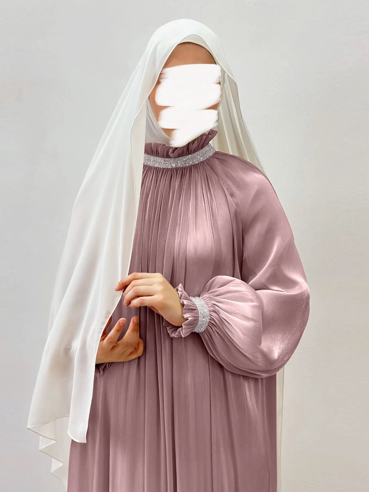 MH34 Sequin Abaya Maxi Dress with Belt | Elegant Modest Evening Wear